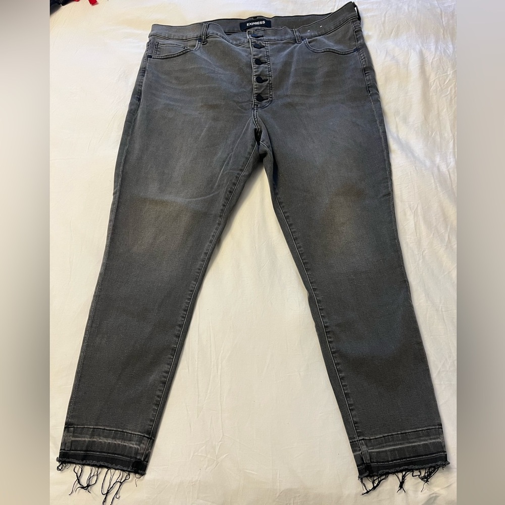 Express charcoal skinny high rise jeans